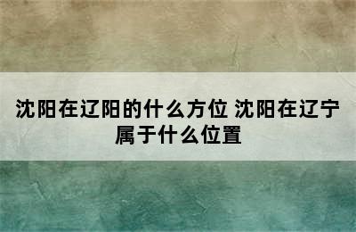 沈阳在辽阳的什么方位 沈阳在辽宁属于什么位置